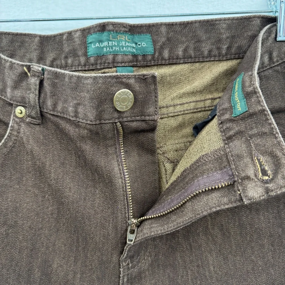 Lauren Jeans Co Ralph Lauren Denim Size 10 Boot Cut Washed‎ Brown Patch Pockets - Picture 8 of 12
